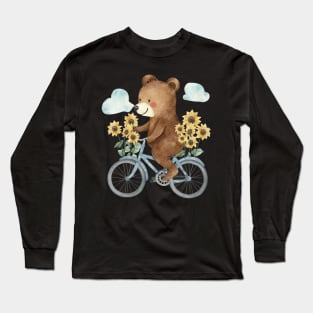 Sunflower bike bear Long Sleeve T-Shirt